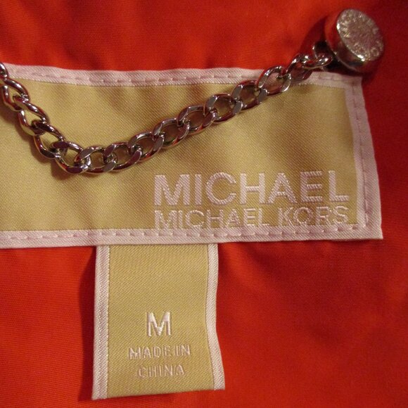 MICHAEL Michael Kors Woman Medium Red Full Zip Pockets Hooded Jacket - Picture 9 of 10